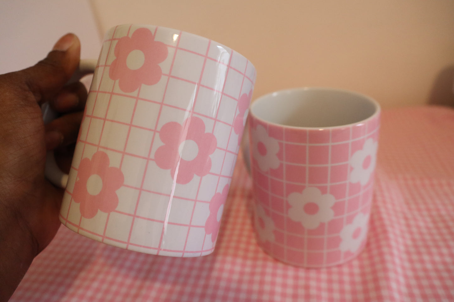 Pink Gingham Mug