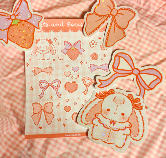Hearts and bows sticker bundle