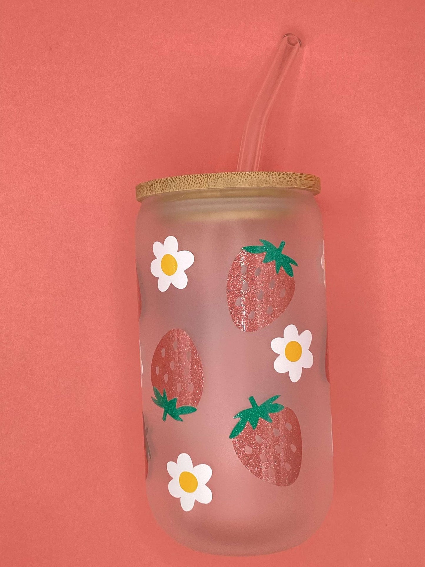 Strawberry Flower Frosted Tumbler