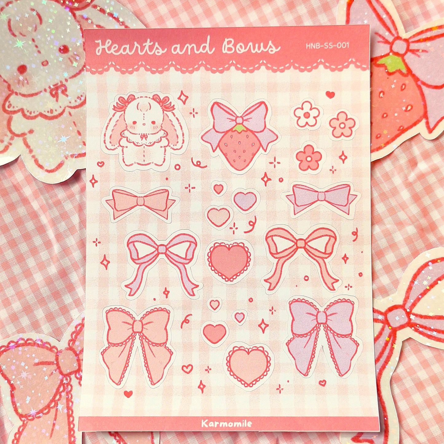 hearts and bows sticker sheet