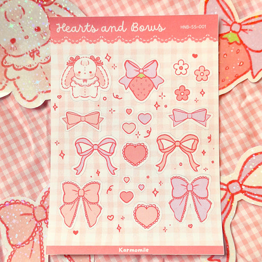 hearts and bows sticker sheet