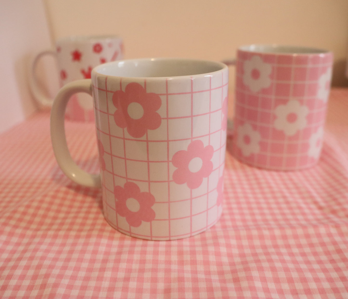 Pink Gingham Mug