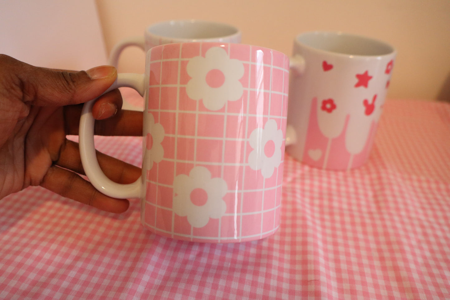 Pink Gingham Mug