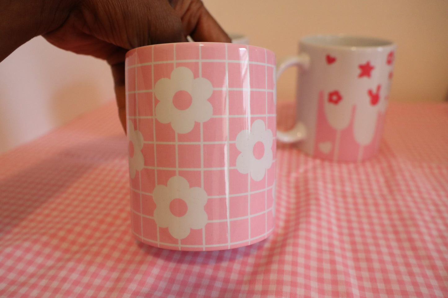 Pink Gingham Mug