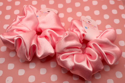 Pink Satin Scrunchie