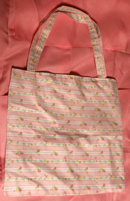 Floral Candy Stripe Tote Bag