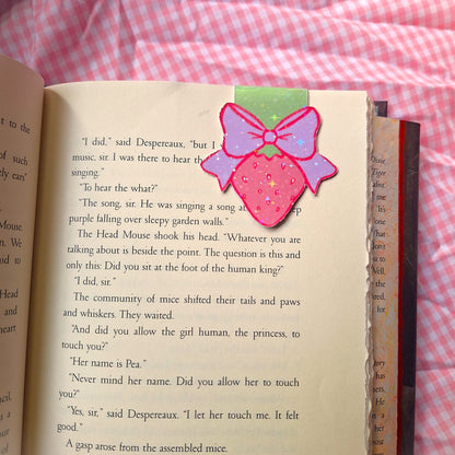 holographic strawberry magnetic bookmark
